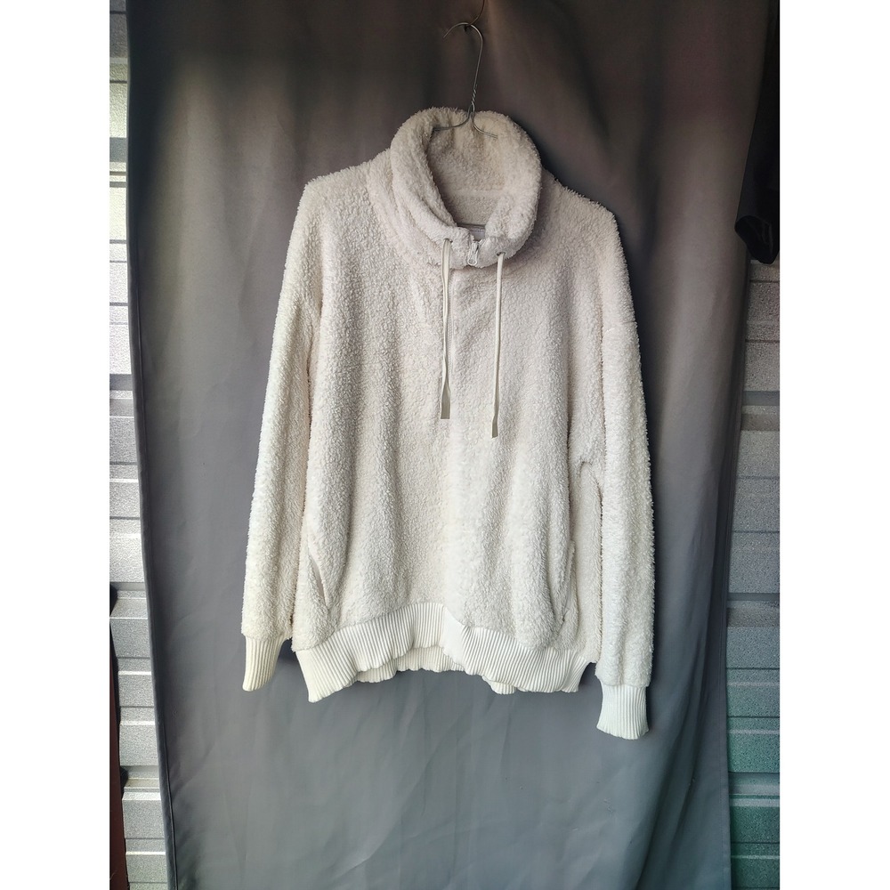 Members Mark Cozy Sherpa Half Zip Pullover Cream Fleece Sweatshirt Mens Medium